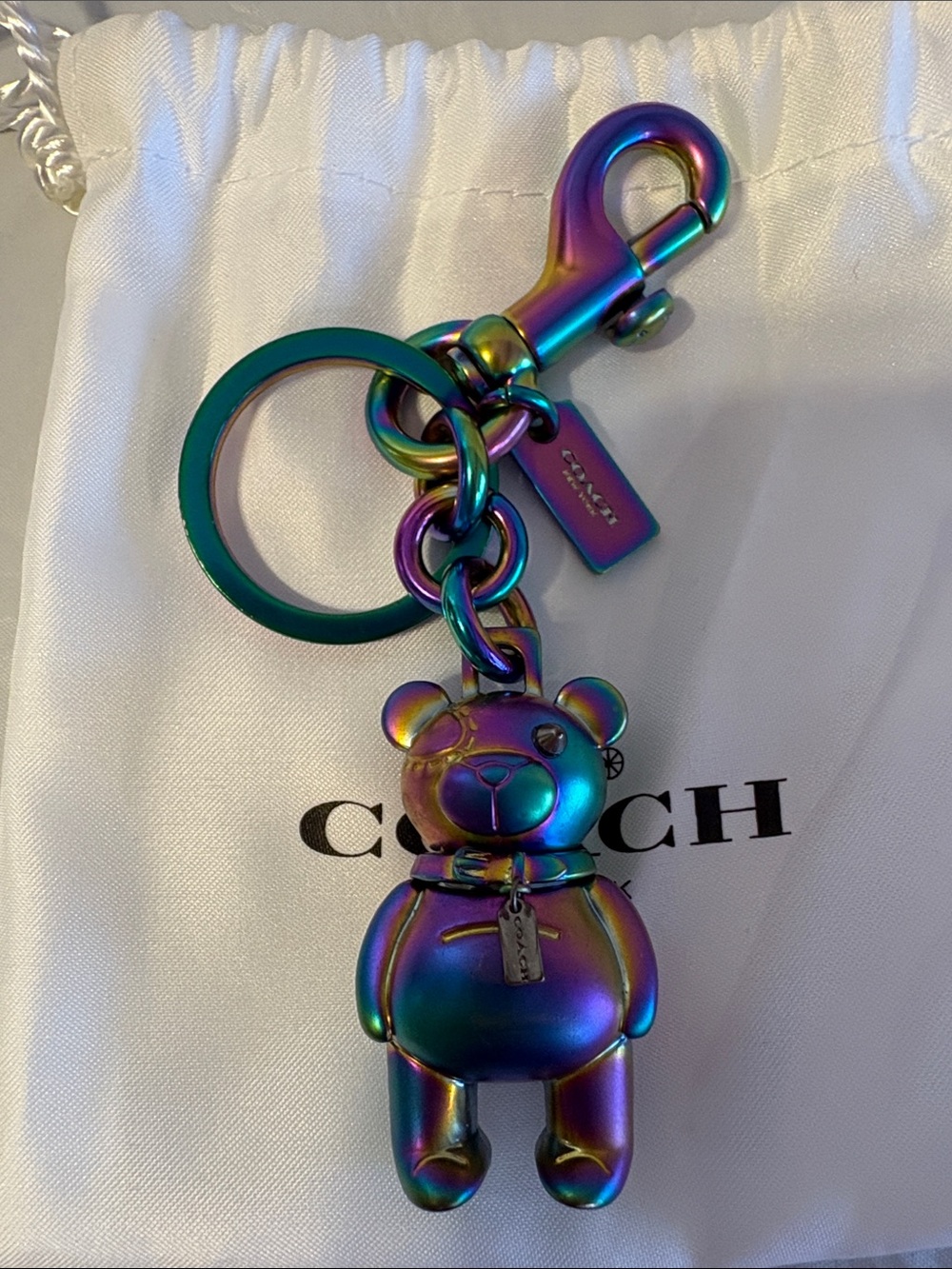 Coach Hologram/Oil Slick Bear Keychain